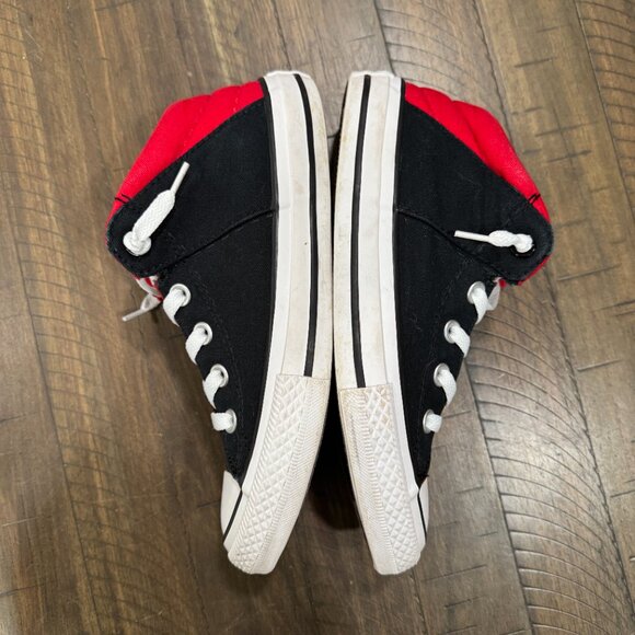 👟Converse Chuck Taylor Axel Mid Top (Kids/Junior) 4 Black Red Slip On Sneaker - Picture 4 of 5